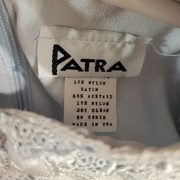 Patra Designer Vintage Pastel Blue Lace & Bow Satin Shift Dress - Picture 3 of 4